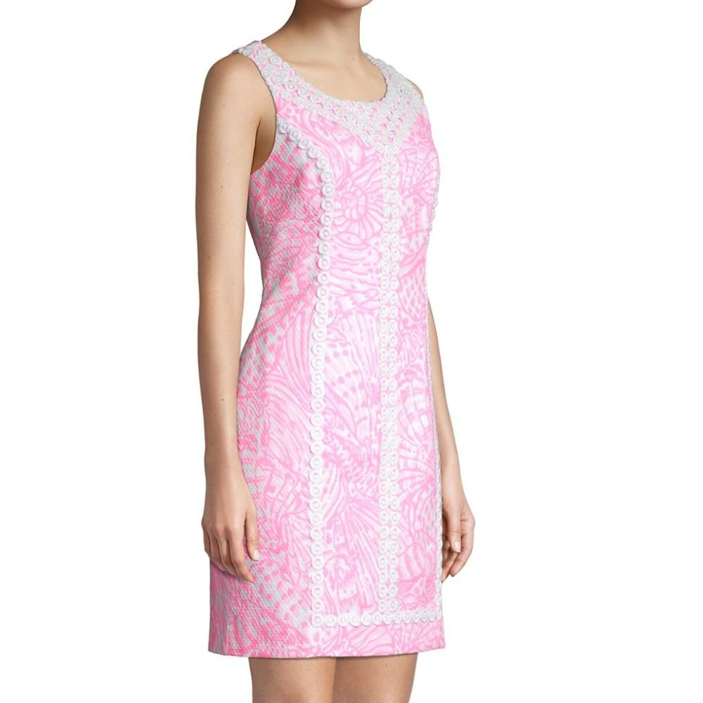 NWOT Lilly Pulitzer Macfarlane stretch shift pelican pink sea cups dress - Picture 6 of 7
